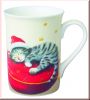 Bone China Becher - Santa Cat